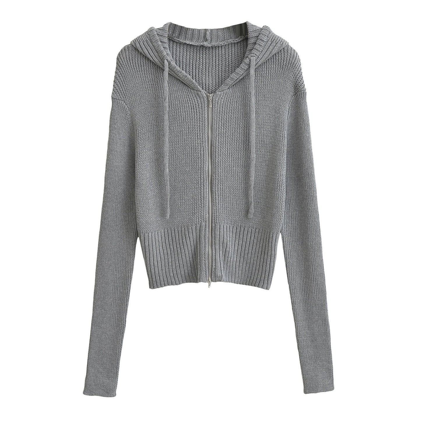 Women's American-style Hooded Zipper Knitted Cardigan Early Autumn New Short Viralgem Store
