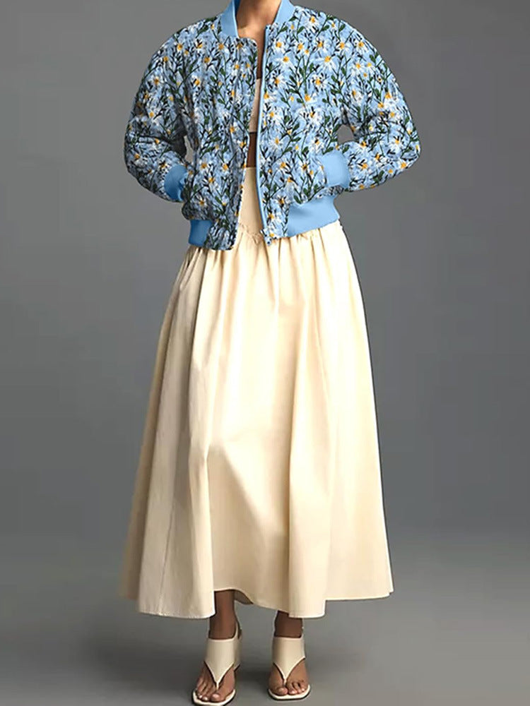 Women's Loose And Versatile Daisy Print Zipper Jacket Viralgem Store