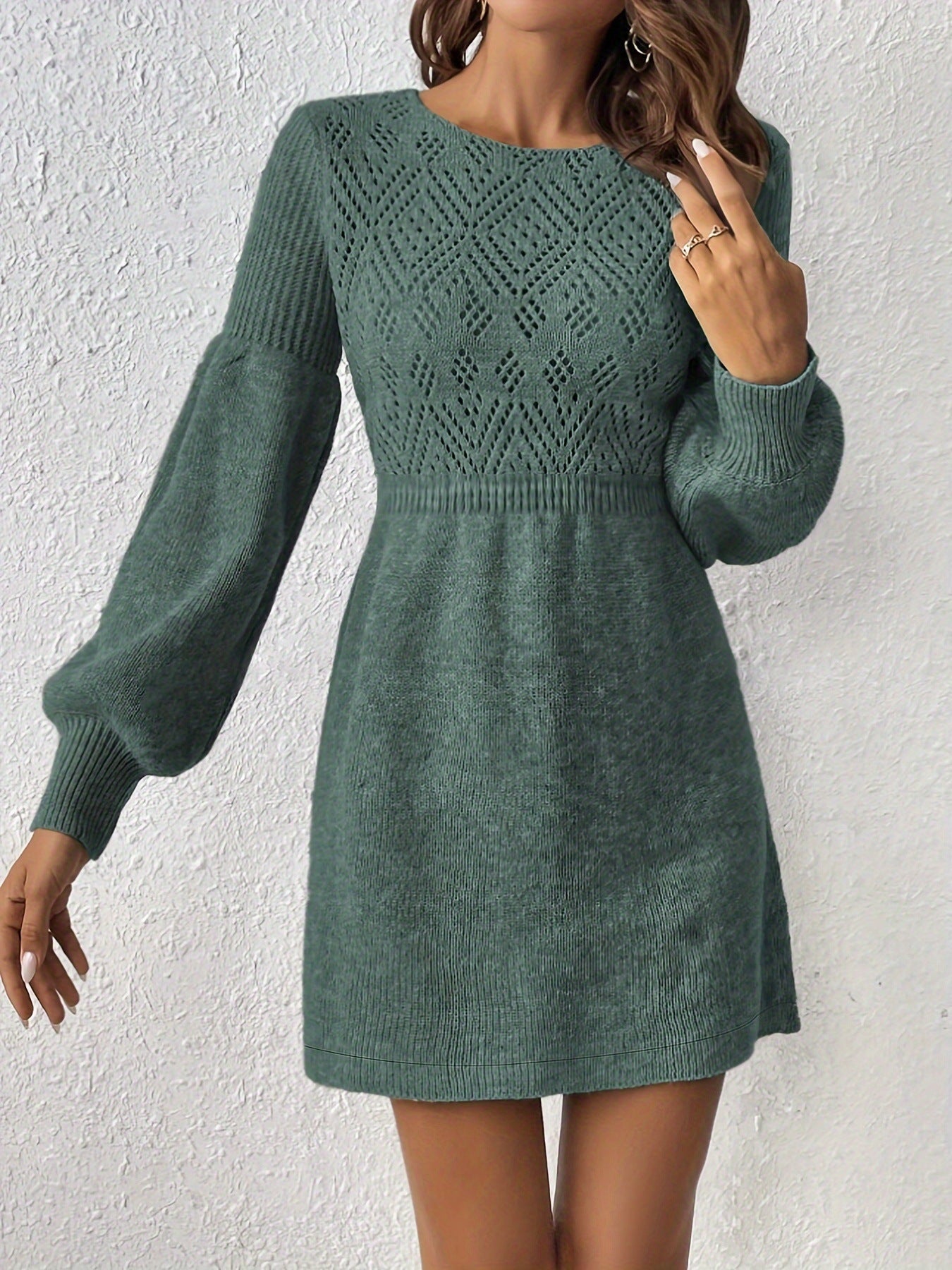 Women's Solid Color Skinny Knit Sweater Long Sleeve Dress Viralgem Store