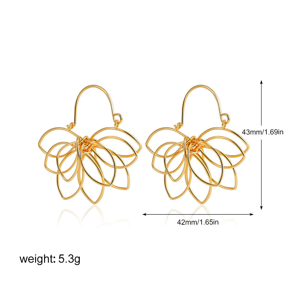 18K Real Gold Weaving Hollow Flower Earrings Viralgem Store