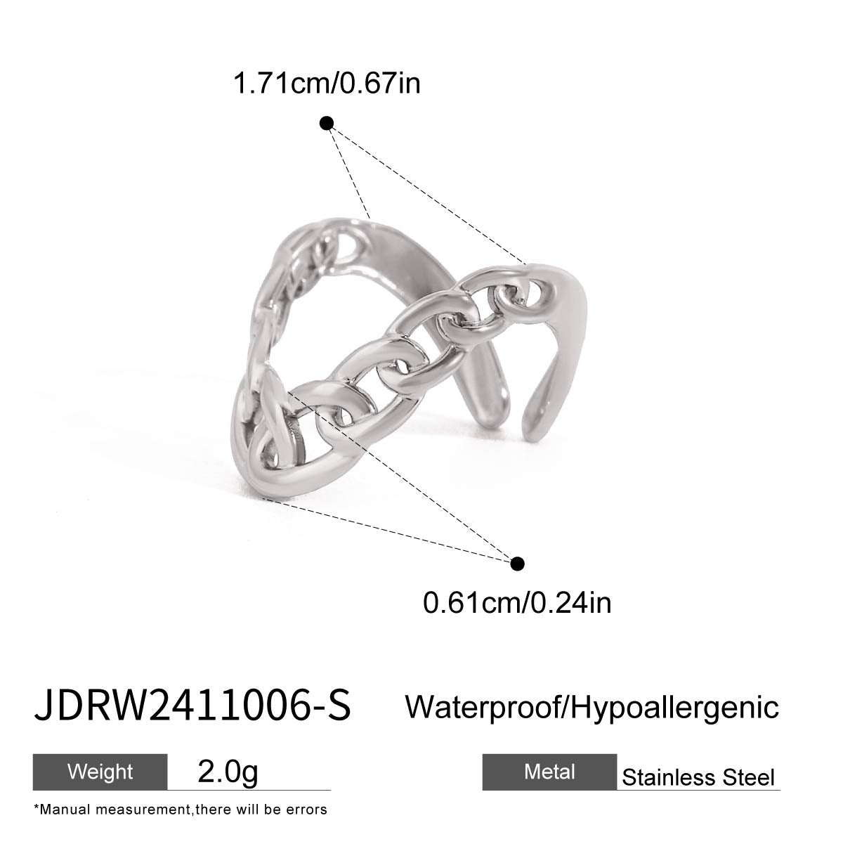 Stainless Steel Glossy Line Adjustable Opening Ring