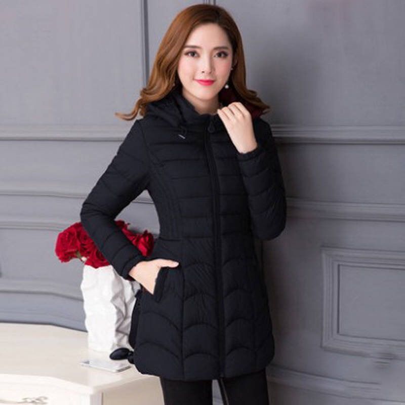 Women's Mid-length Simple Slim-fit Figure Flattering Mid-length Cotton-padded Coat Viralgem Store