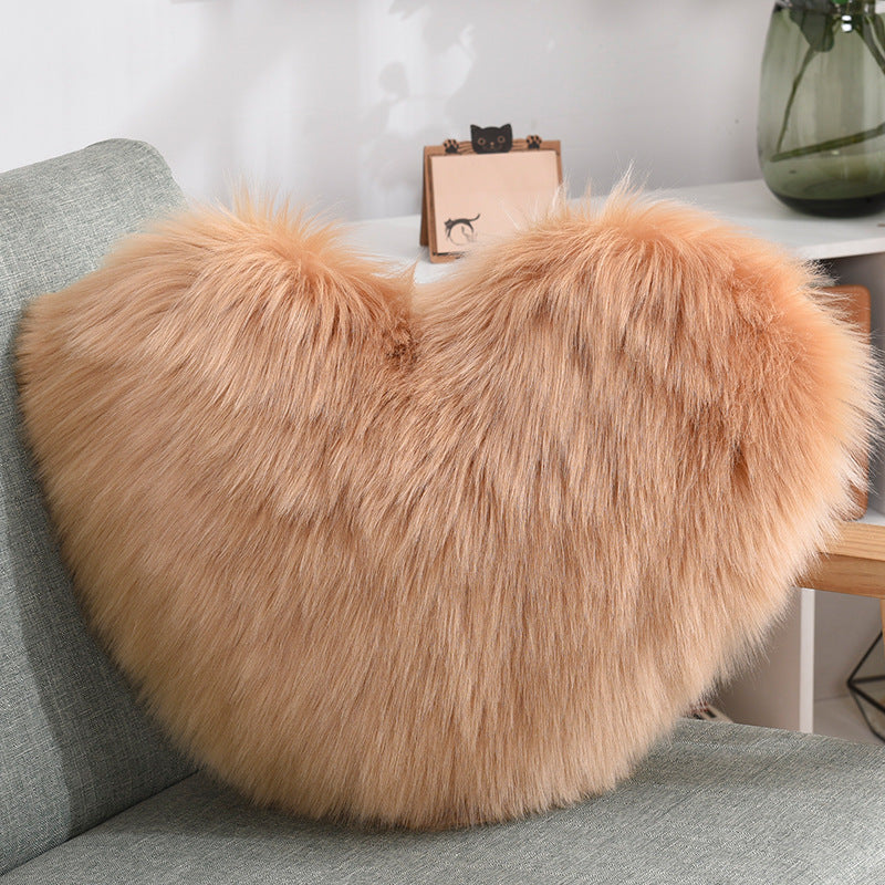 Throw Pillows Heart Shape Long Plush Fluffy Shaggy Cushion Cover Sofa Cushions Decorative Pillow Covers Pillowcase White Viralgem Store