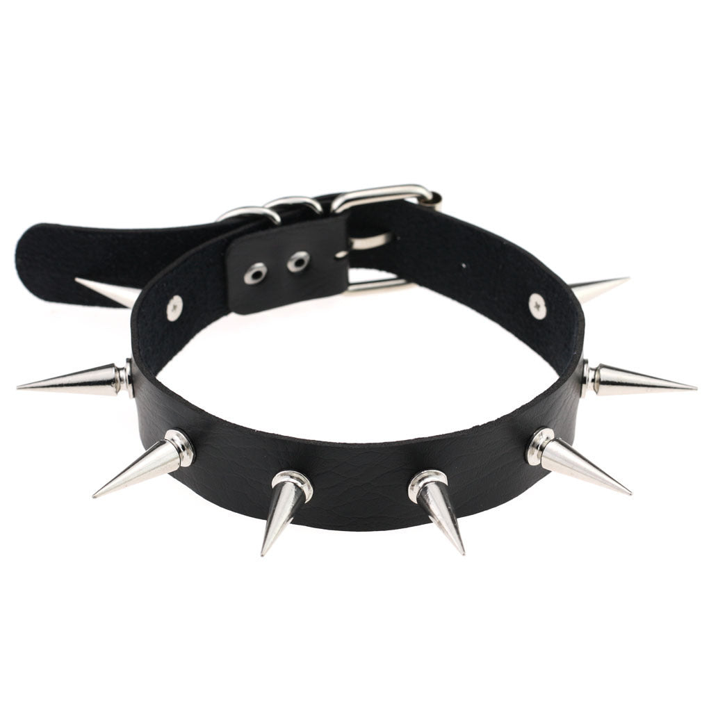 SPIKES CHOKER NECKLACE LEATHER Viralgem Store