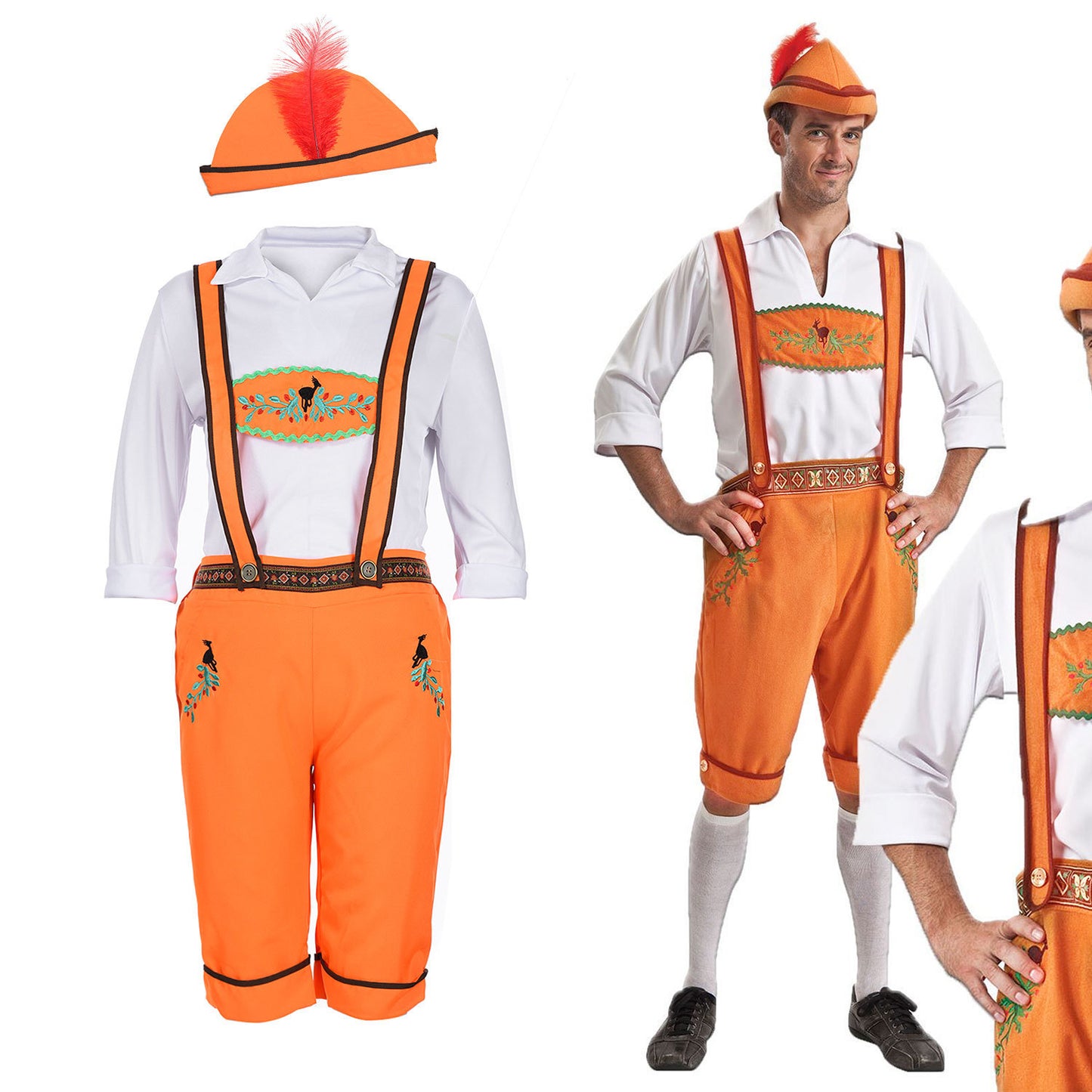 Two-color Shirt Suspenders European And American Adult Men German Beer Festival Clothing Bar Overalls
