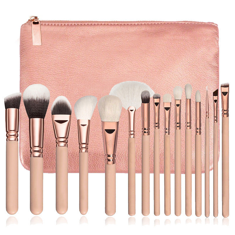 15 Makeup Brush With Bag  Rose Gold Makeup Brush Multi-function Makeup Tool Set Viralgem Store