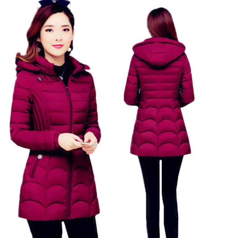 Women's Mid-length Simple Slim-fit Figure Flattering Mid-length Cotton-padded Coat Viralgem Store