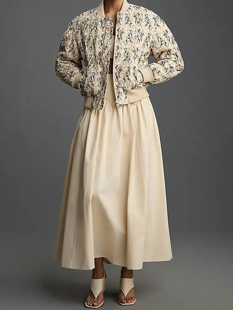 Women's Loose And Versatile Daisy Print Zipper Jacket Viralgem Store