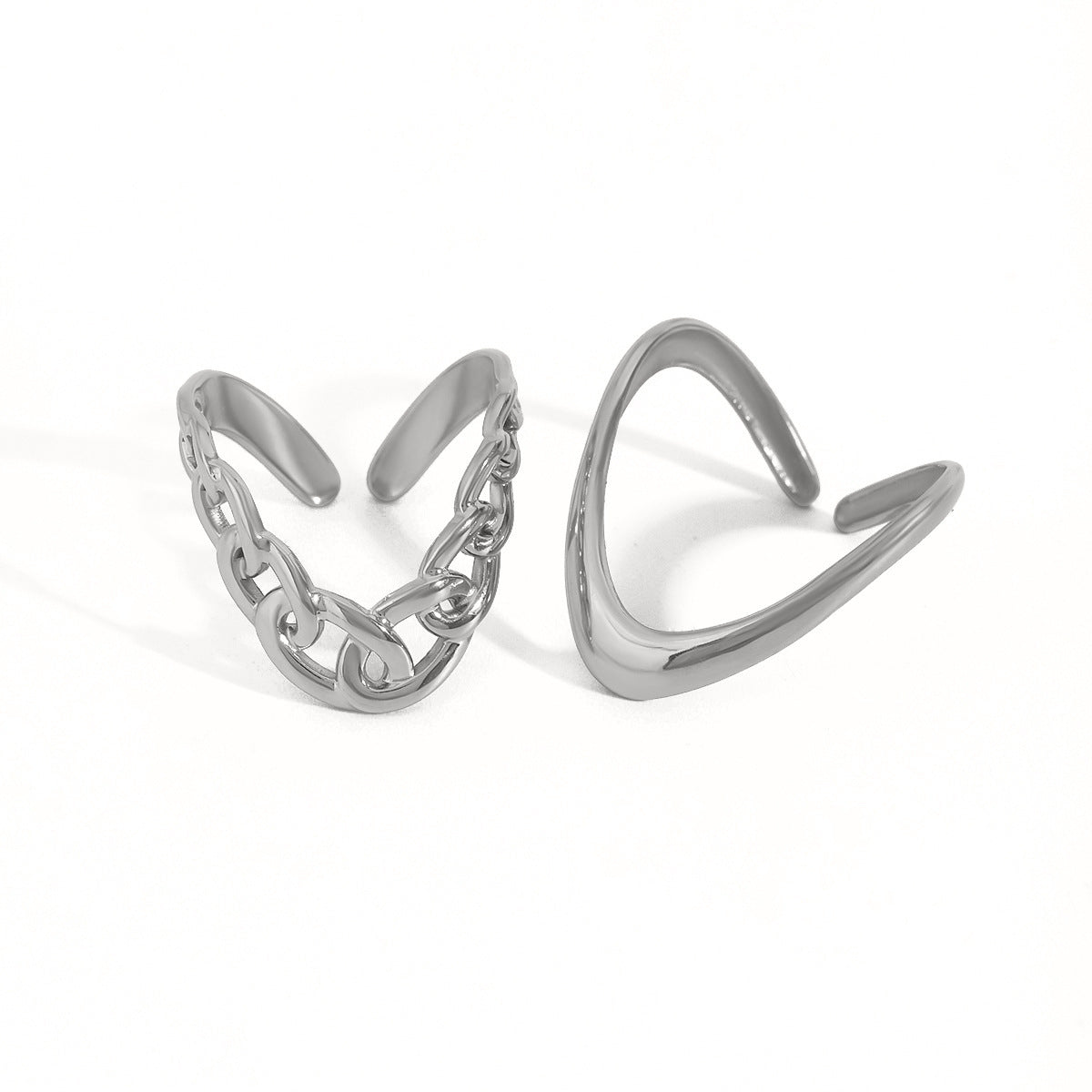 Stainless Steel Glossy Line Adjustable Opening Ring