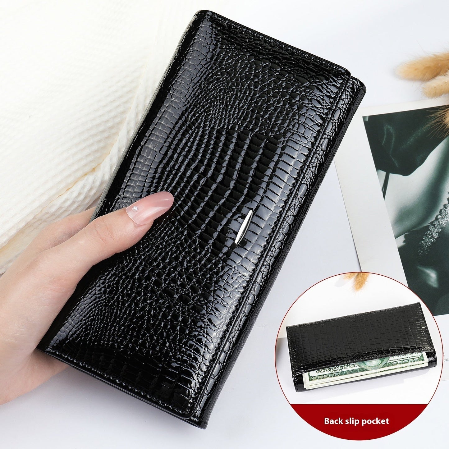 Women's Long Genuine Leather Cowhide Wallet Viralgem Store