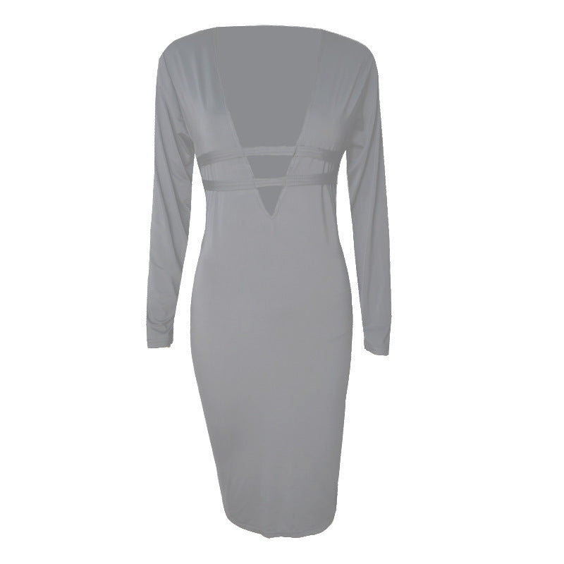 Women's Long Sleeve Deep V Sheath Dress Viralgem Store
