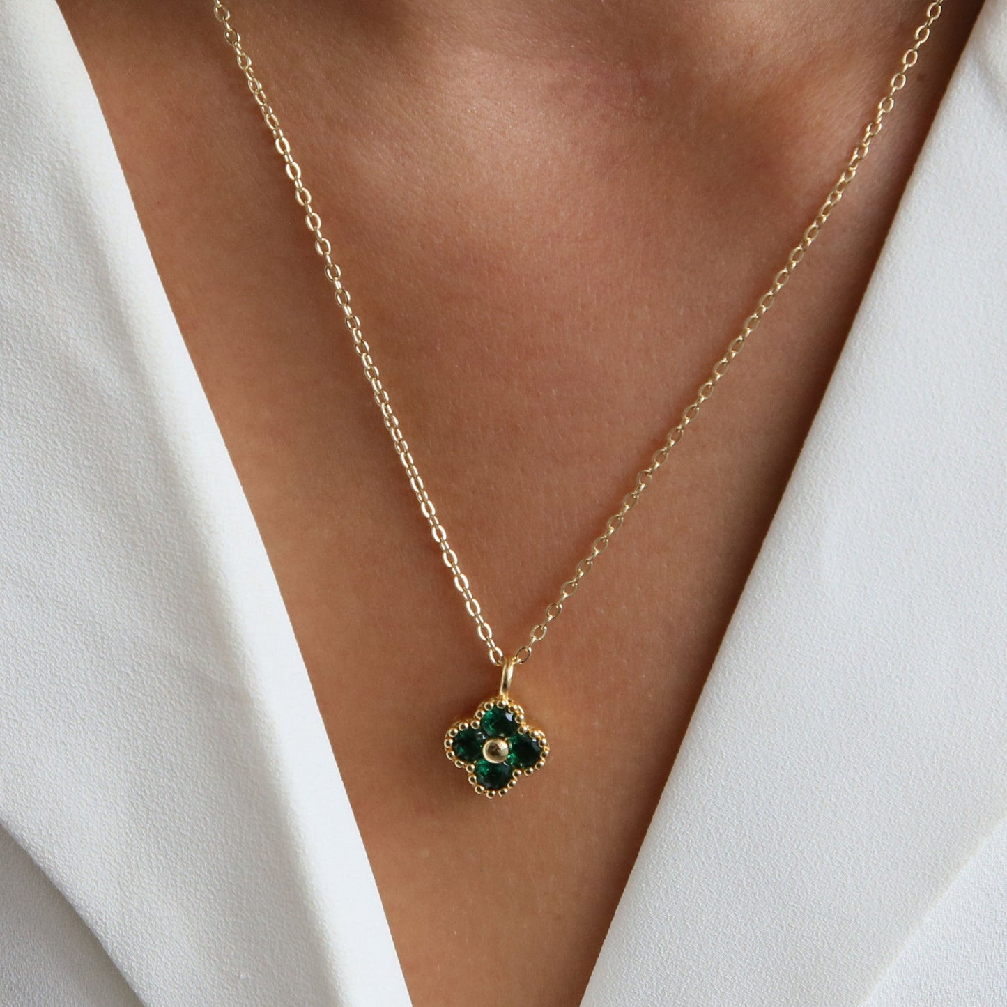 18K Brass Micro-inlaid Four-leaf Clover Fashion Necklace Viralgem Store