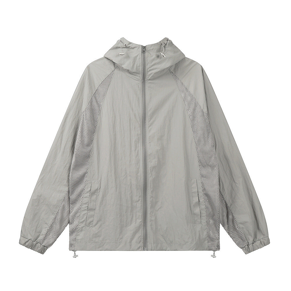 Sun Protection Clothing Men Trendy Brands Lightweight Long Sleeve Hooded Zipper Coat Stitching Mesh Breathable And Loose Jacket Viralgem Store