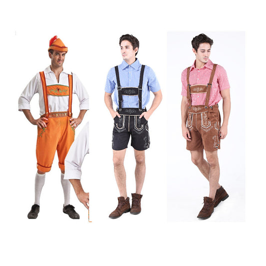 Two-color Shirt Suspenders European And American Adult Men German Beer Festival Clothing Bar Overalls
