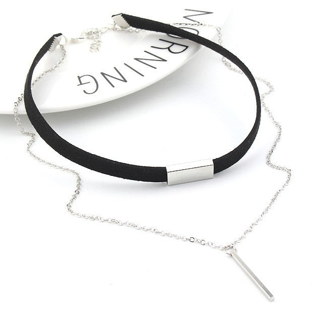 SUSENSTONE New Black Velvet  Gold Chain Choker Necklace Viralgem Store