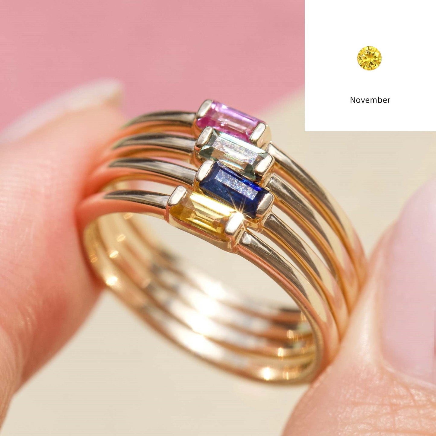 Advanced 12yue Lucky Stone Birthstone Square Diamond Ring Viralgem Store