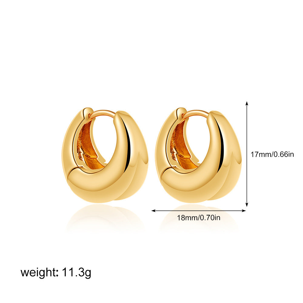 18K Gold Geometric Glossy Double Layer Round Ring Earrings Viralgem Store