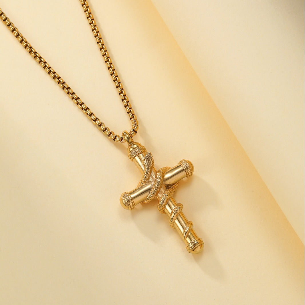18k Gold Detachable Cross Snake Necklace Fashion Personality Clavicle Chain Necklace For Valentine's Day Loved Memorial Jewelry Viralgem Store