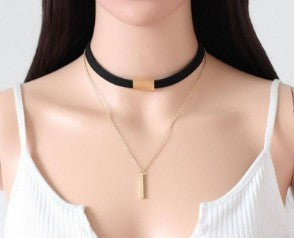 SUSENSTONE New Black Velvet  Gold Chain Choker Necklace Viralgem Store
