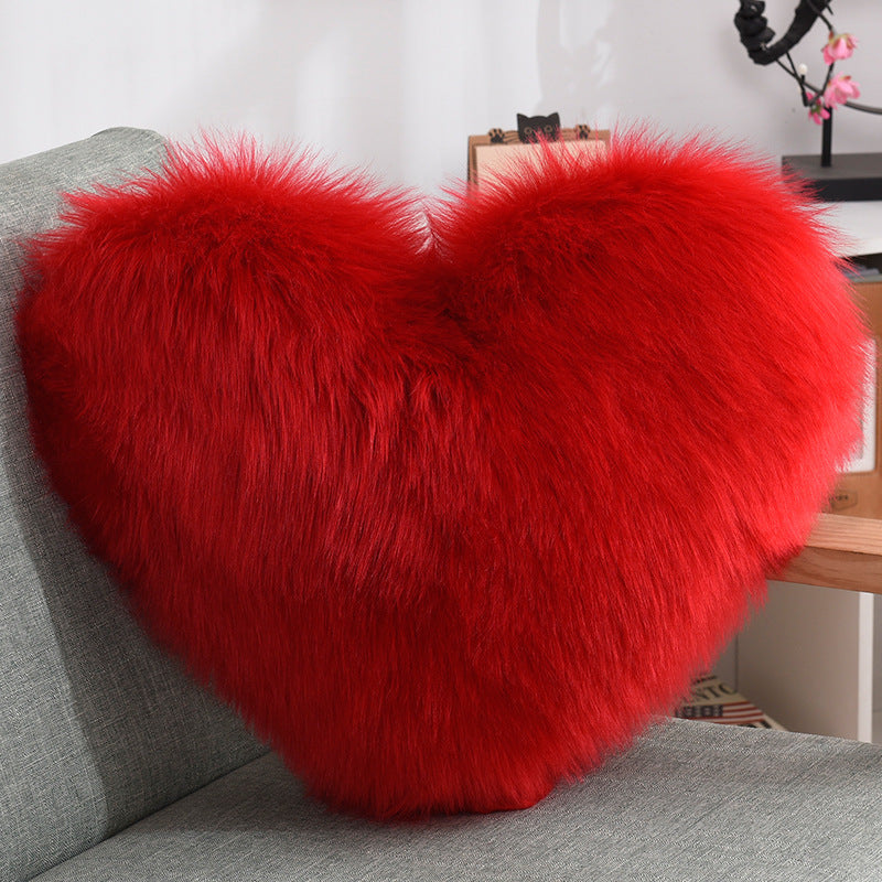 Throw Pillows Heart Shape Long Plush Fluffy Shaggy Cushion Cover Sofa Cushions Decorative Pillow Covers Pillowcase White Viralgem Store