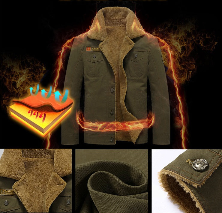 Winter plus velvet thick lapels uniforms air force one jacket jacket cotton clothing men Viralgem Store