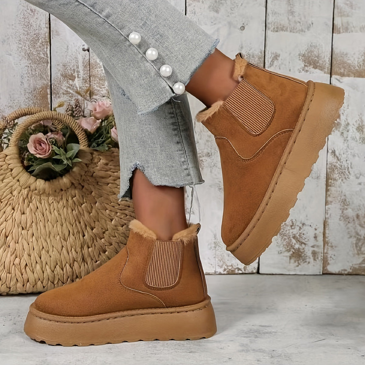 Winter Snow Boots Fashion Flat Thick-soled Cotton Shoes Round Toe Warm Plush Ankle Boot For Women Viralgem Store