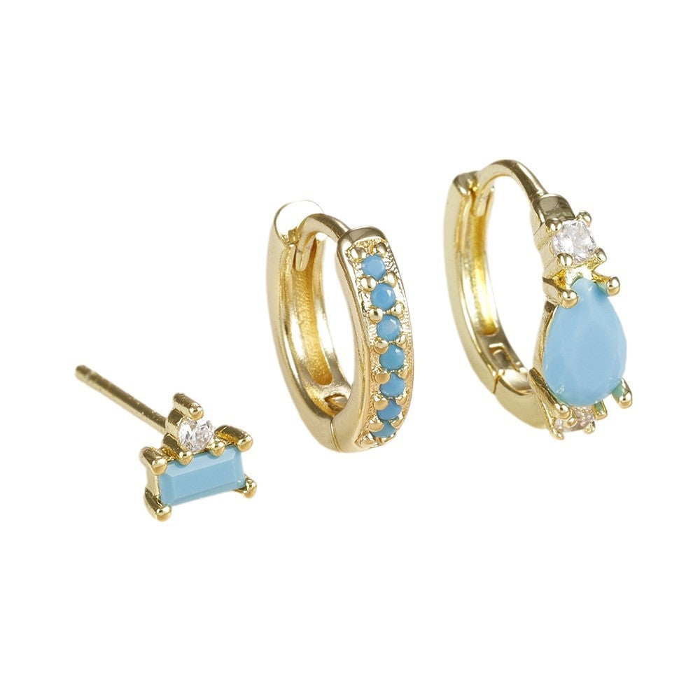 Trendy Water Drop Earrings Fashion Geometry Pattern Rectangular Inlaid Viralgem Store