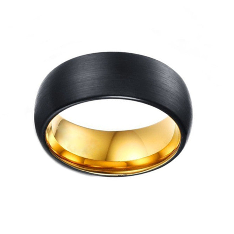 Tungsten Steel Sand Surface Black Gold Two-color Ring Tungsten Gold Ornament Viralgem Store