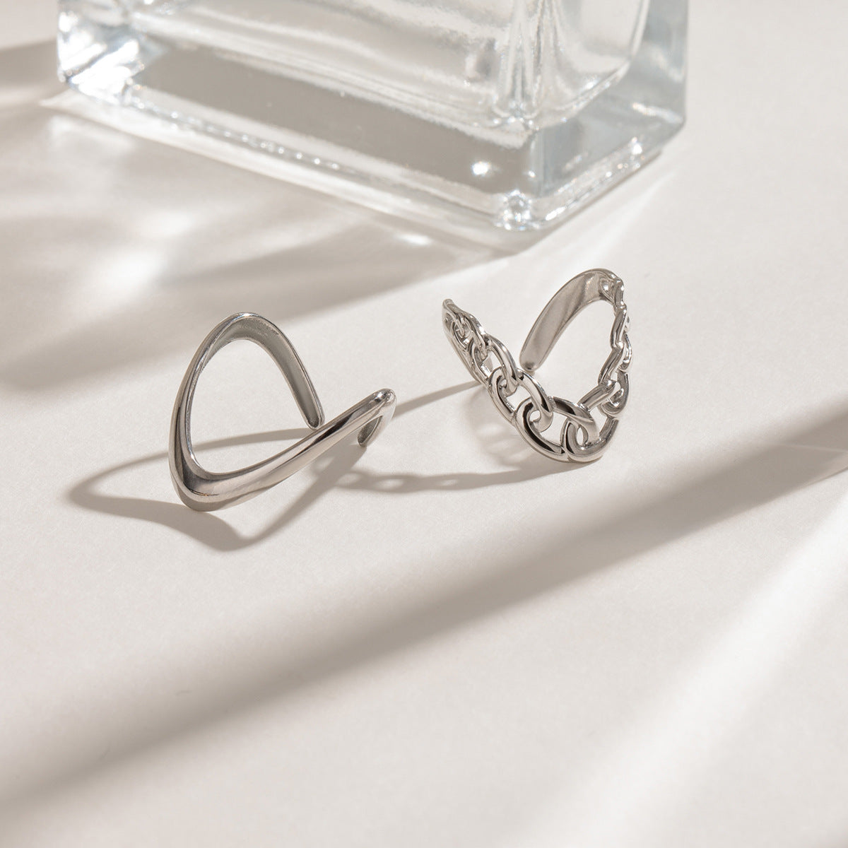 Stainless Steel Glossy Line Adjustable Opening Ring