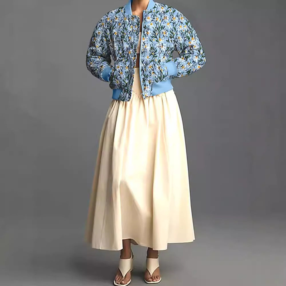 Women's Loose And Versatile Daisy Print Zipper Jacket Viralgem Store