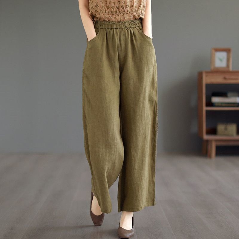Thin High Waist Loose Artistic Retro Cotton And Linen Straight-leg Pants Viralgem Store