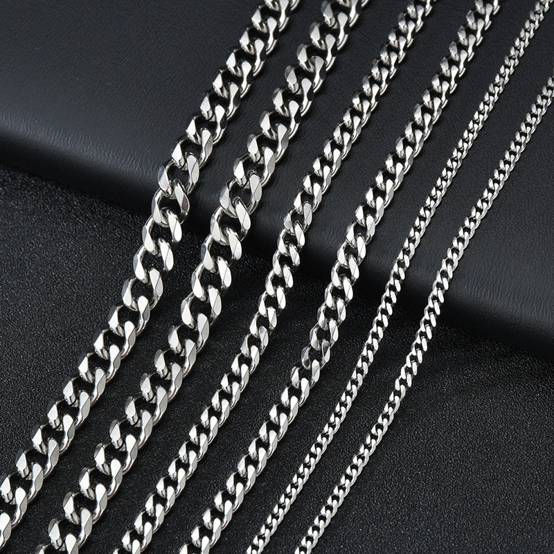 Stainless Steel Necklace Six-sided Grinding Cuban Link Chain Personality Simple Sweater Chain Viralgem Store