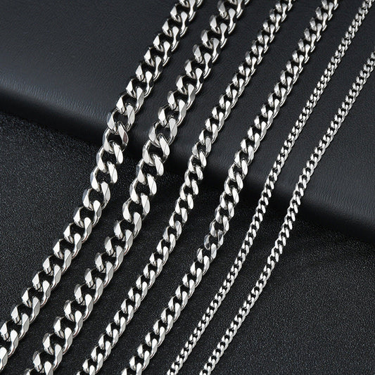 Stainless Steel Necklace Six-sided Grinding Cuban Link Chain Personality Simple Sweater Chain Viralgem Store