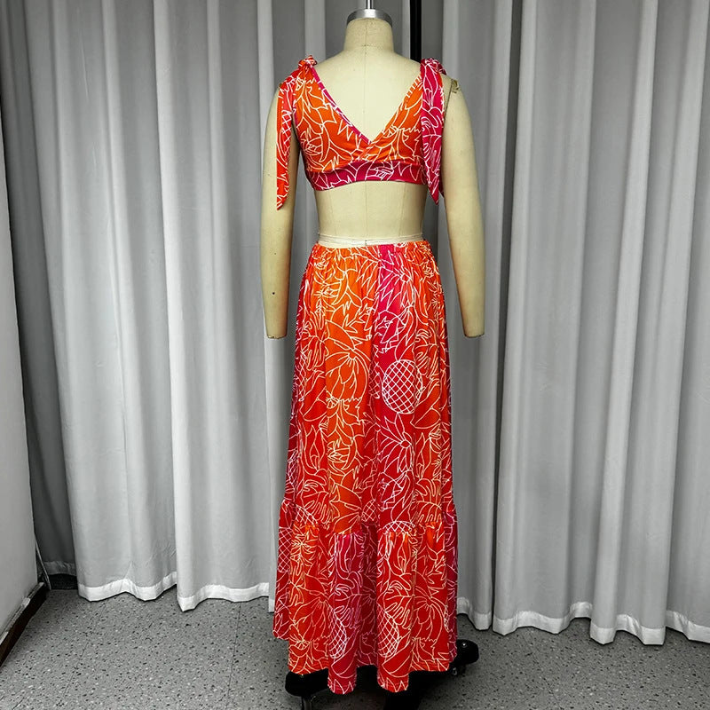 V-neck Hollow Out Stitching Sexy Vacation Long Dress Viralgem Store