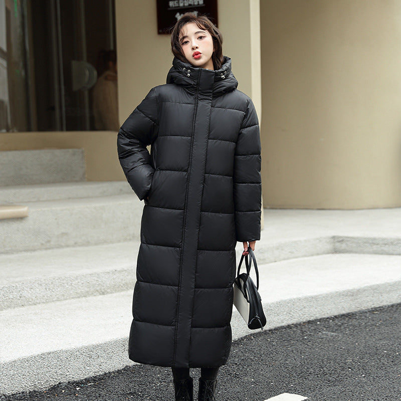 Women's Super Long Down Jacket Winter Puffer Thick Coat Black Red Hooded Zipper Keep Warm Fall Winter Casual Clothes Viralgem Store