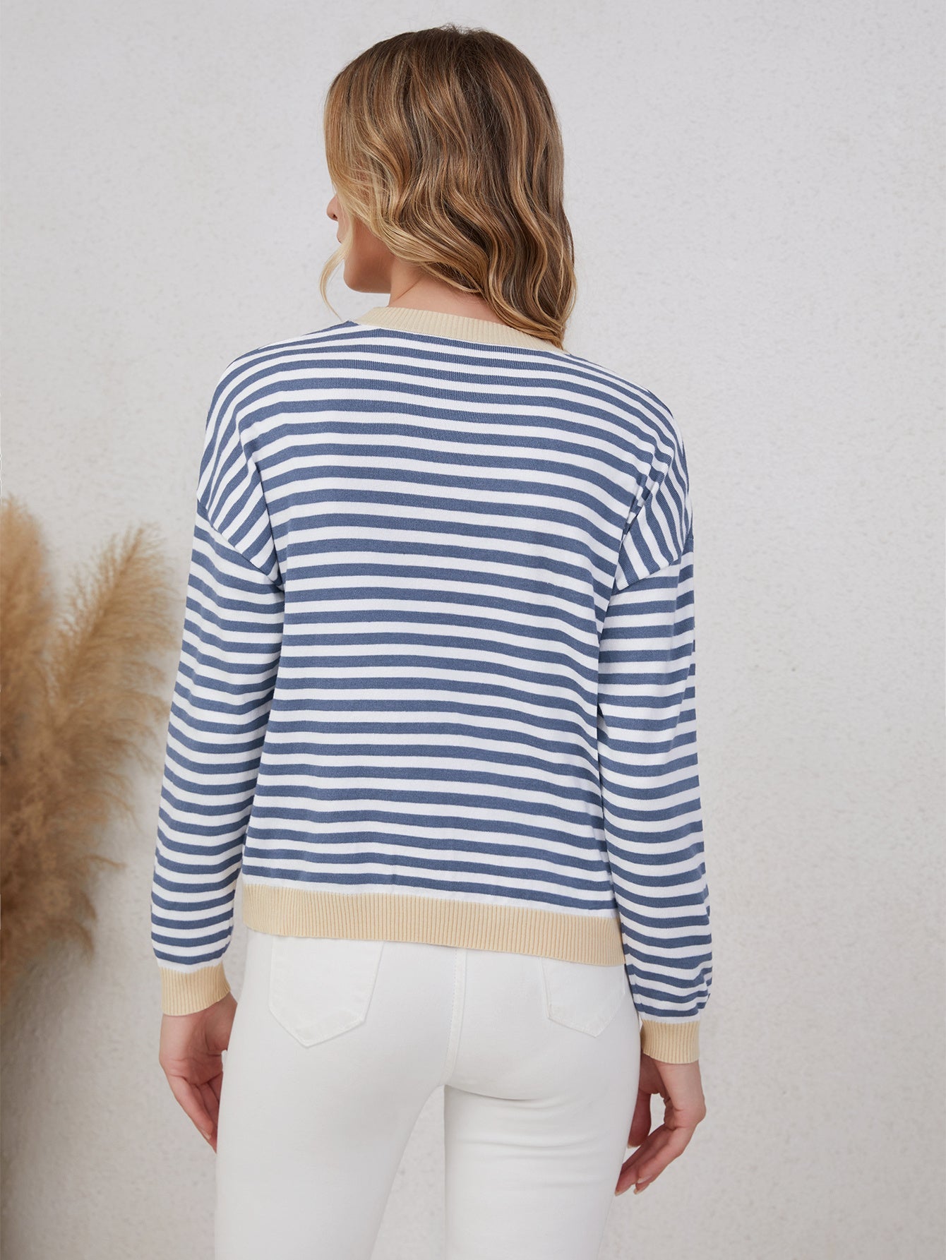 Women's Striped Round Neck Long Sleeved Top Viralgem Store