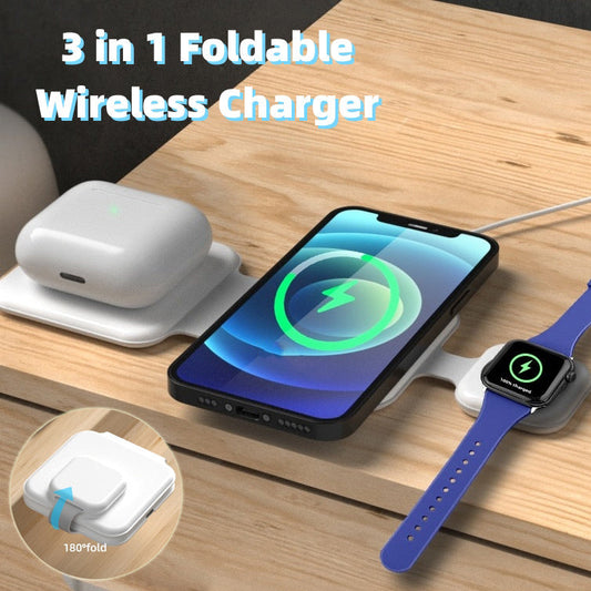 3 In 1 Magnetic Foldable Wireless Charger Charging Station Multi-device Folding Cell Phone Wireless Charger Gadgets Viralgem Store