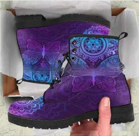 Women's Printed Cartoon Lace-up High-top Leather Boots Viralgem Store