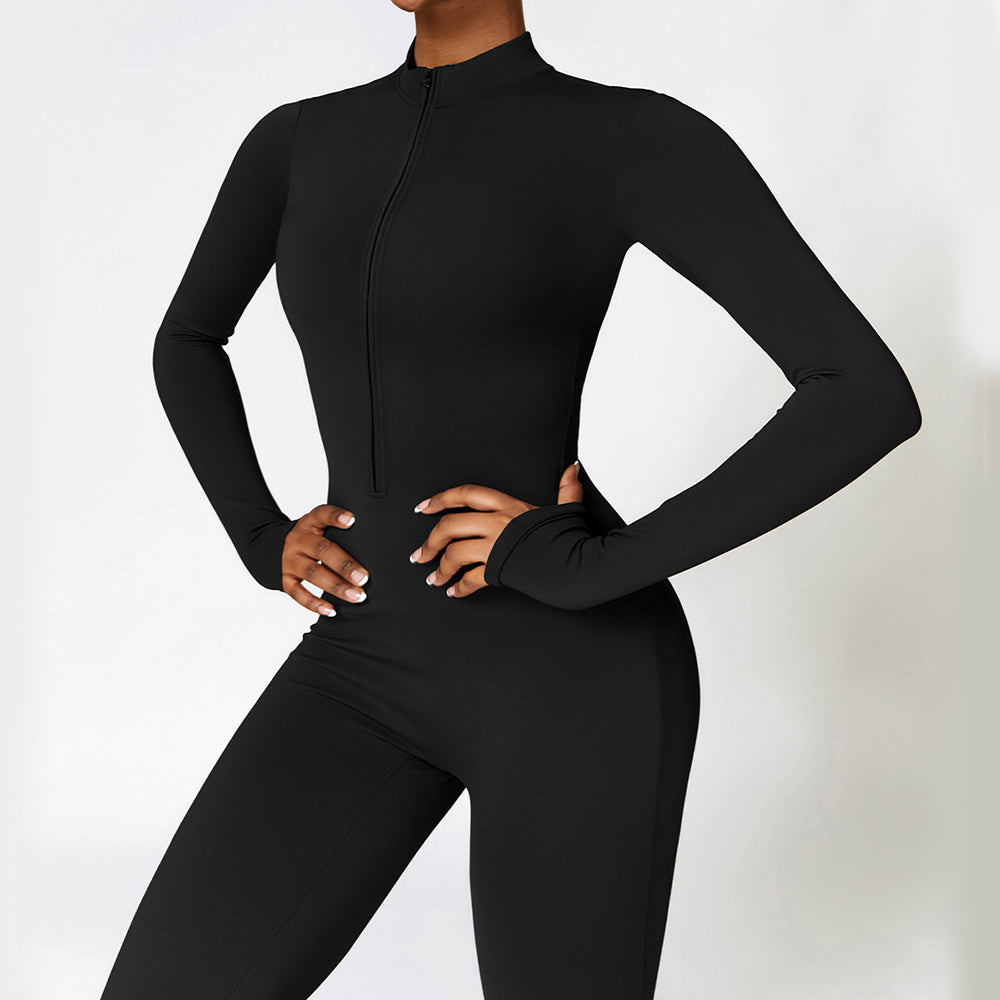 Warm Zipper Long-sleeved Jumpsuit Yoga Fitness Sports Pants Breathable Bodysuit Women's Clothing Viralgem Store
