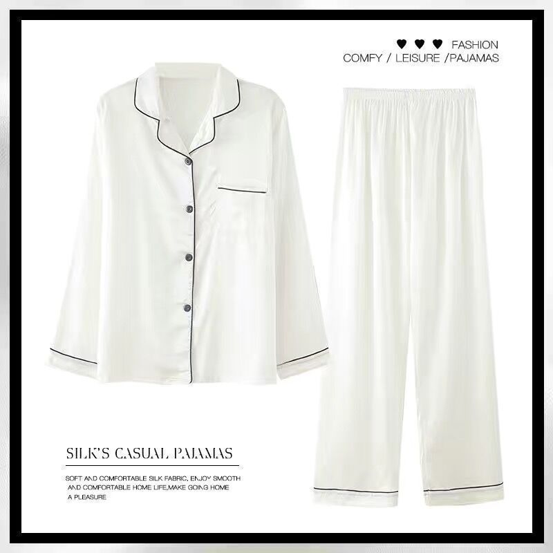 Women's Spring And Autumn Thin Long Sleeve Silk Homewear Two-piece Set Viralgem Store