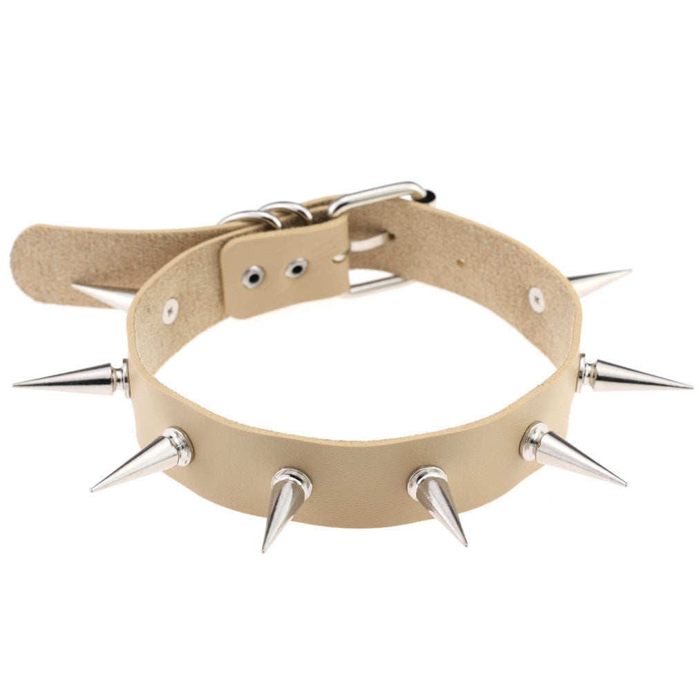 SPIKES CHOKER NECKLACE LEATHER Viralgem Store