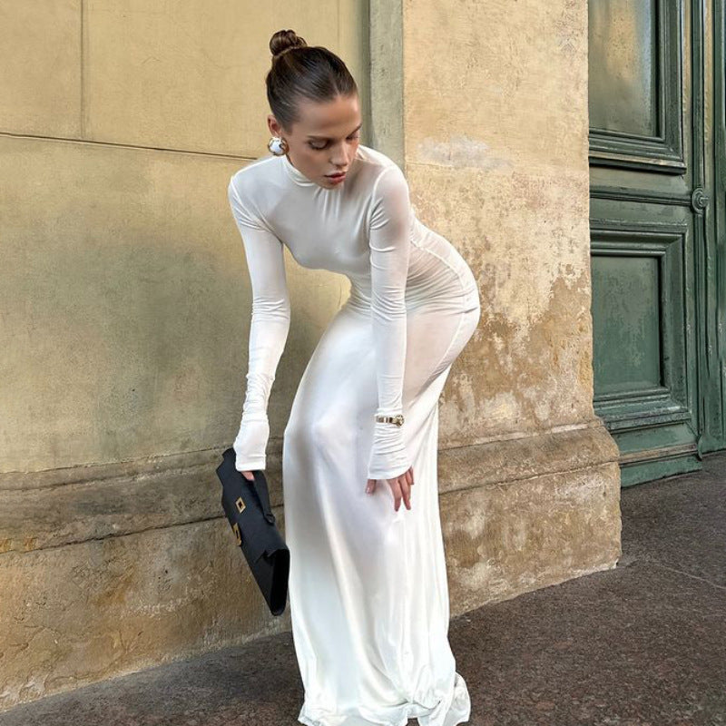 Women's Casual Slim-fit Turtleneck Long Sleeve Wide Swing Dress Viralgem Store