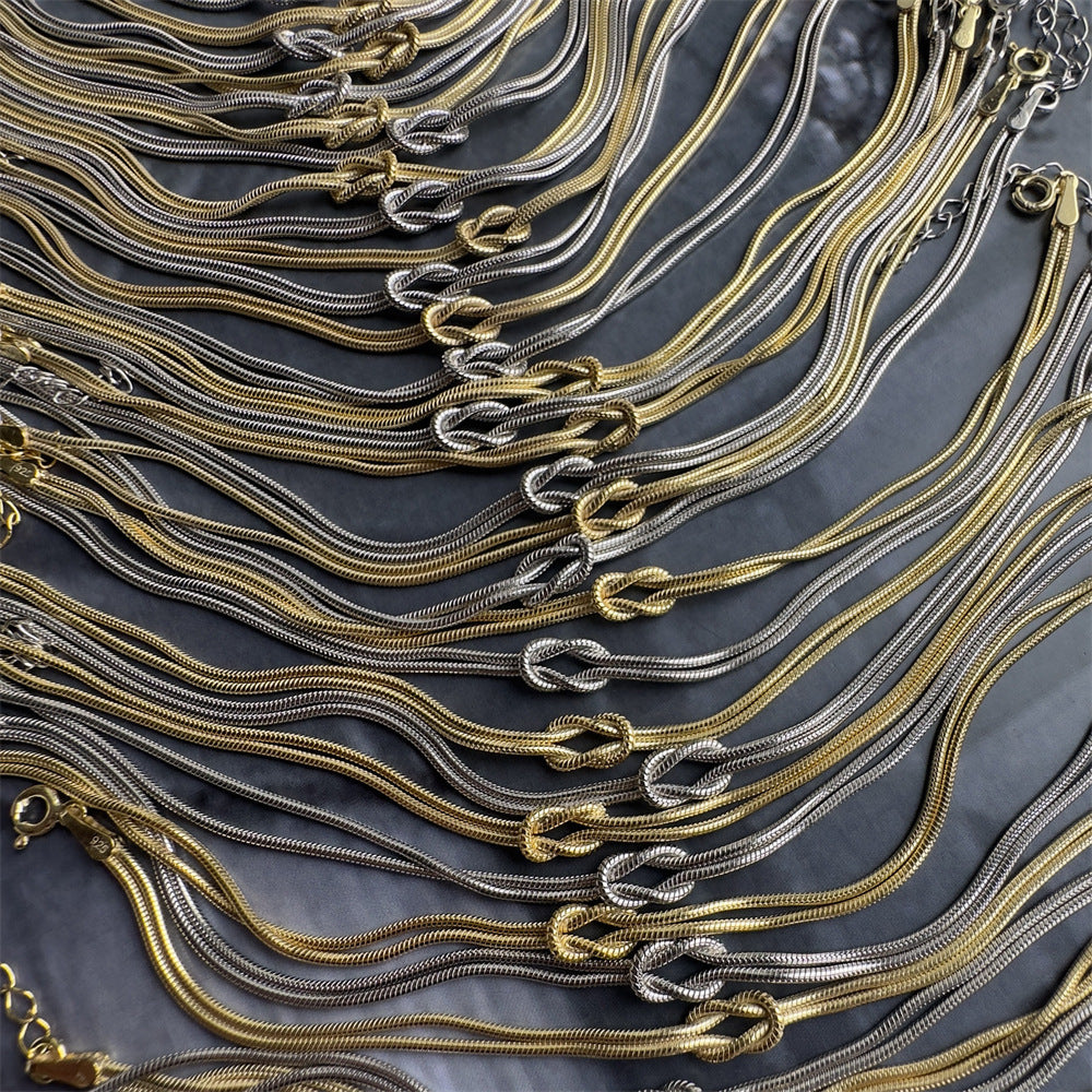 Stainless Steel Valentine's Day Knot Snake Chain Necklace Hand Knotted Bracelet Viralgem Store