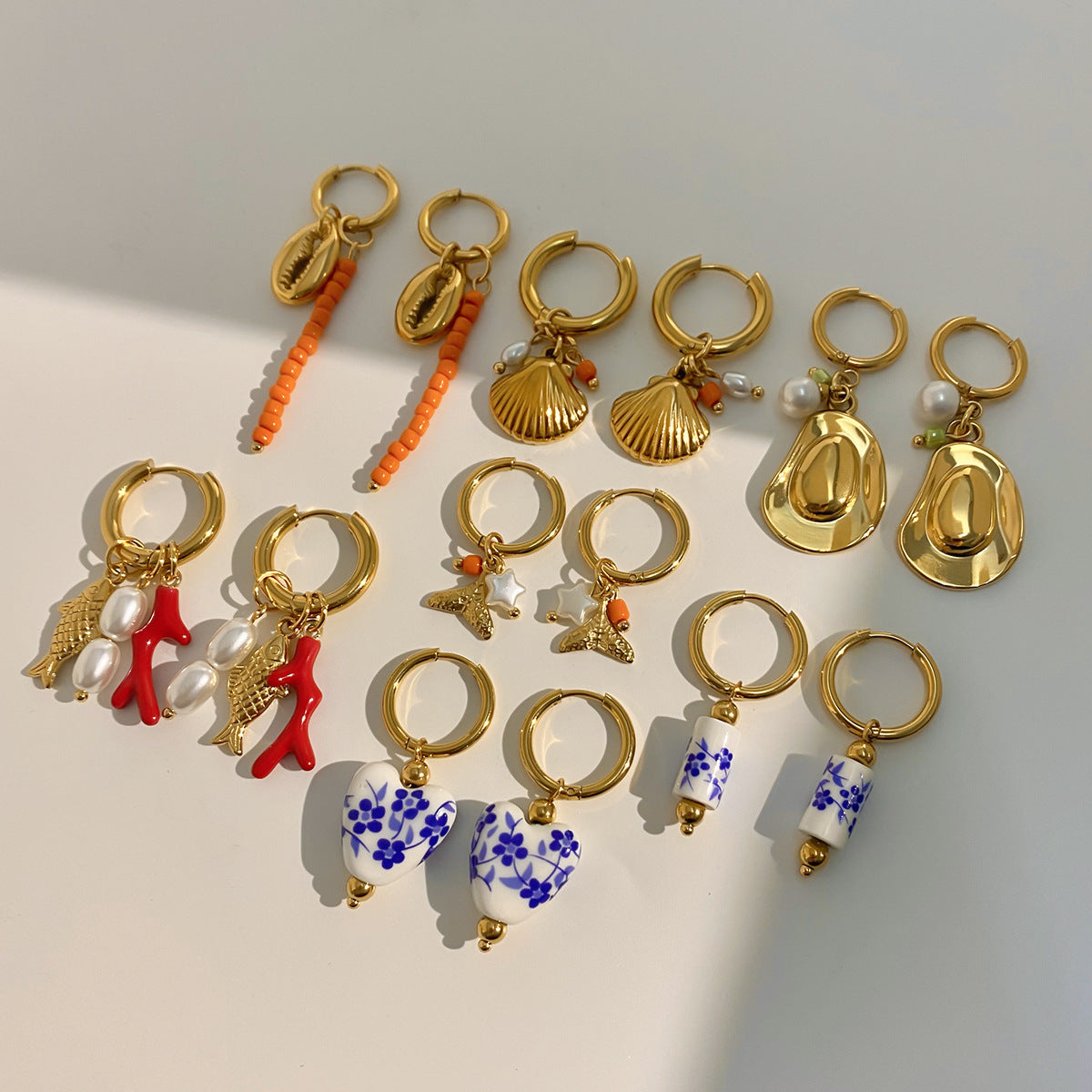 18K Gold Stainless Steel Pearl Cowboy Hat Hat Bead Ear Clip Viralgem Store