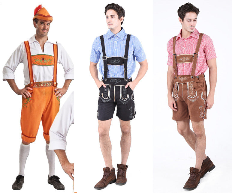 Two-color Shirt Suspenders European And American Adult Men German Beer Festival Clothing Bar Overalls