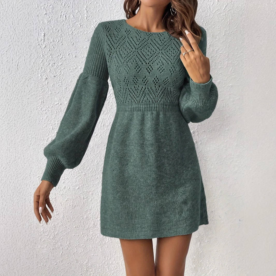 Women's Solid Color Skinny Knit Sweater Long Sleeve Dress Viralgem Store