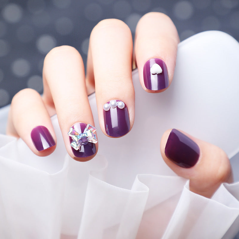 Wearing Nails With Diamonds And Purple Fake Nails Viralgem Store