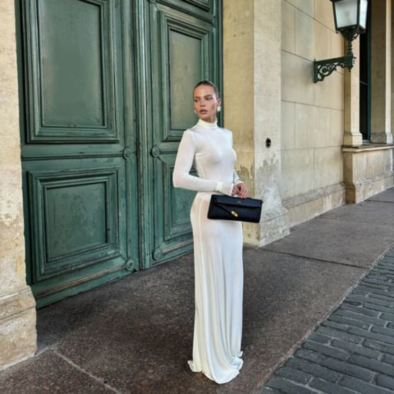 Women's Casual Slim-fit Turtleneck Long Sleeve Wide Swing Dress Viralgem Store