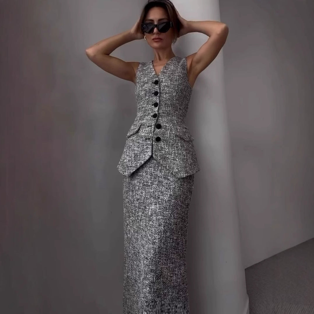 Workplace Slimming Solid Color Temperament Vest Set, Two-piece Set Viralgem Store