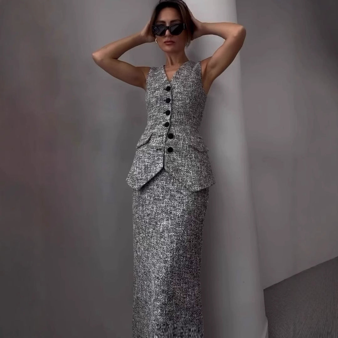 Workplace Slimming Solid Color Temperament Vest Set, Two-piece Set Viralgem Store